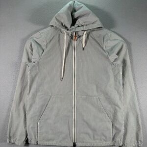 Abercrombie & Fitch Pinstripe Jacket Mens Medium White Blue Stripes Full‎ Zip